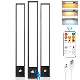 Under Cabinet Lights Wireless w/Remote,2500mAh USB LED Motion Sensor Light Indoor Rechargeable Magnetic Closet Lights Battery Operated,Under Counter Lights for Kitchen,Wardrobe,Hallway,Stairs,Shelf