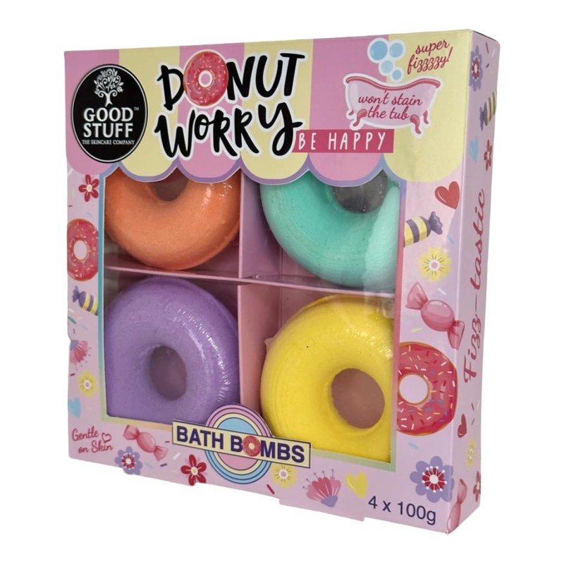 Good Stuff Donut Worry Bath Bomb Gift Set with 4x3.5