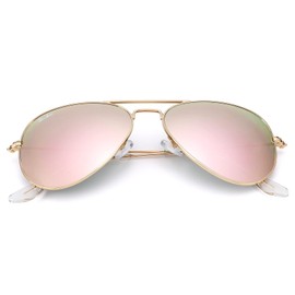 Pro Acme Classic Aviator Sunglasses for Women & Men Polarized Metal Frame UV400 Driver Sunglasses, 58 MM (Gold/Pink Mirrored-Polarized)