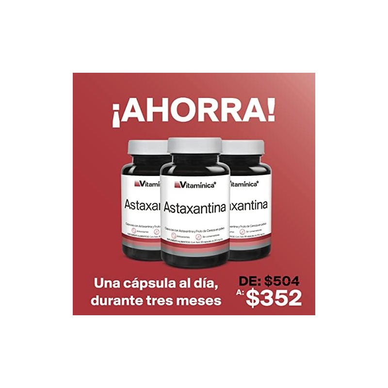 Vitaminica Astaxantina 20mg 90 Cápsulas Pack 3 Antioxidante