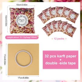 SOSPIRO 32 Kraft Paper Cones, 12 Packs Natural Wedding Confetti, Biodegradable, Dried Rose Petals, Confetti for Wedding Parties