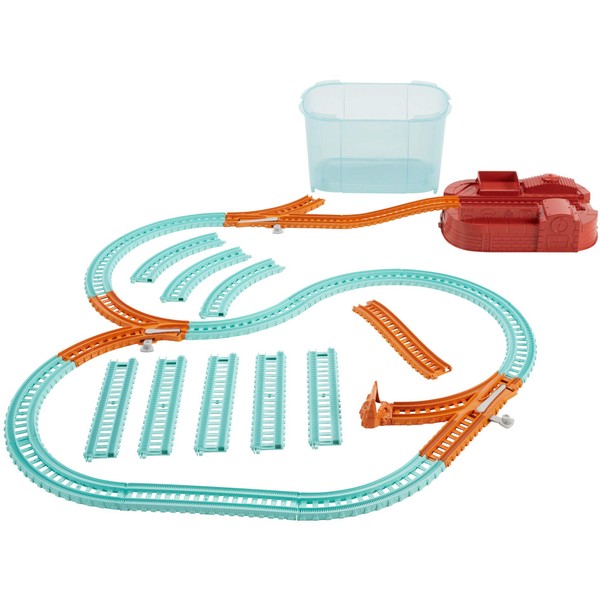 Thomas & Friends Trackmaster Builder Bucket, Storage Container with 25 Train Track and Play Pieces for Preschool Kids