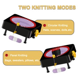 JAMIT Knitting Machine, 48 Needles Knitting Loom Machine, Hand Crank Knitting Machines for Adults, Knitting Board Rotating Double Knit Loom Machine Kit (No Electric Function)