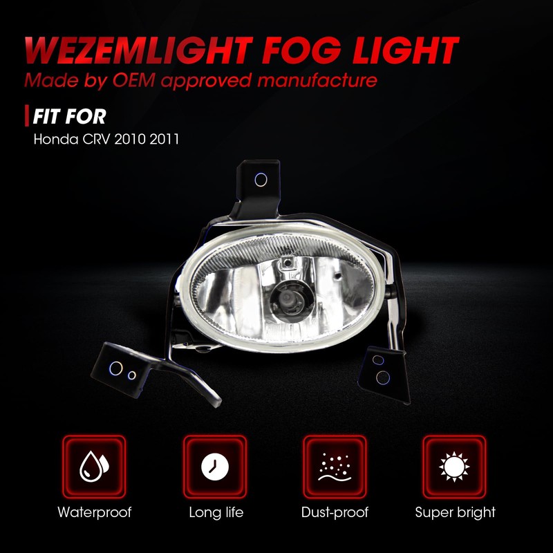 WEZEMLIGHT Fog Lights Assembly Replacement For Honda CRV 2010 2011