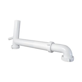 Highraft Plastic Telescope End Waste Outlet with Branch, Direct Connect 1-1/2" x 11"-17" Telescopic Waste Arm with Leak-Tight Washer for Kitchen Sink Tubular Drain Applications, White