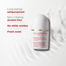 Clarins Roll-On Antiperspirant Deodorant | Alcohol Free | No White Residue | Long Lasting, Non-Sticky Formula| All Skin Types, Including Sensitive Skin | 1.7 Ounces
