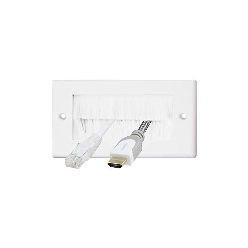 electrosmart White Double Gang Brushplate with White Brushes/Brush Strip Wallplate/Wall
