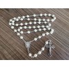 Catholic Pearl Beads Rosary Necklace Metal Beaded Miraculous Medal &