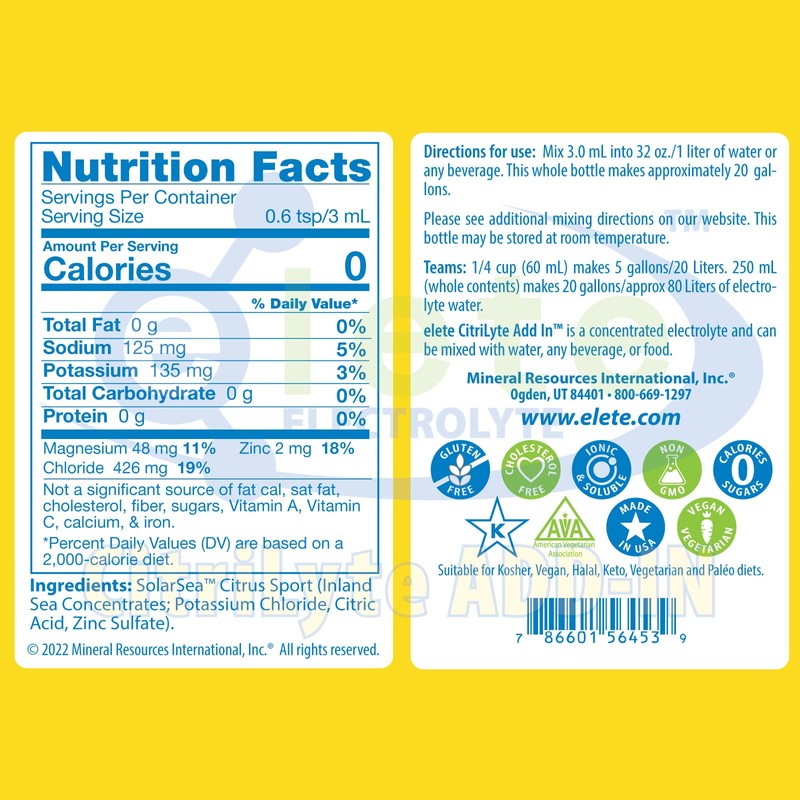 elete CitriLyte Electrolyte Add-in Hydration Drops | Sodium Magnesium Potassium