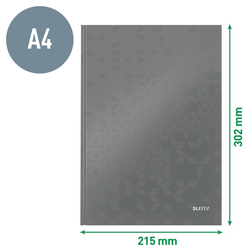 Leitz WOW 46261051 Notebook A4 Squared Hard Cover 160 Pages