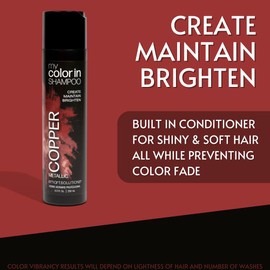MyColorIn Color Depositing Shampoo (Metallic Copper) - Sulfate & Paraben Free Hair Dye | Made in USA (8 Colors)