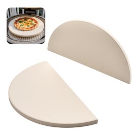 Half-Moon Ceramic Heat Deflector Plates for Kamado Joe Classic I, II, III,Big Green Egg BBQ Accessories 2-Pack,White