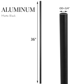Senmit 36" x 3/4 Aluminum Deck Balusters - Indoor Outdoor Metal Deck Railing Sprindles - Hollow Round Stair Spindles for Deck Porch - Matte Black Coated 50 Pack