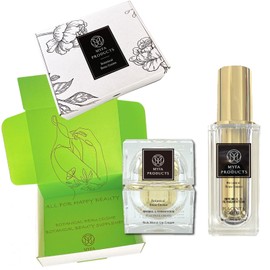 Maifa Products Fermentation Aging Booster Serum, 1.0 fl oz (30 ml), Thick Moisture-Up Cream, 1.1 oz (30 g), Gift Set, Botanical View, Cosmetics, Introduction Serum, Placenta