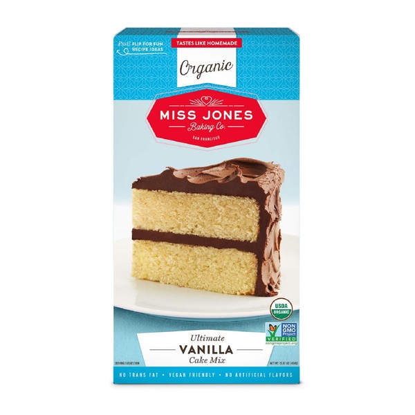Miss Jones Baking Organic Yellow Cake and Cupcake Mix, Non-GMO, Vegan-Friendly, Moist and Fluffy: Vanilla (Pack of 3) (ASINPPOSPRME24956)