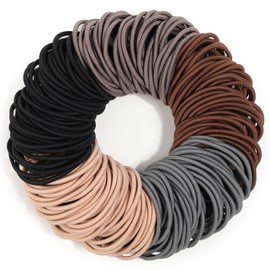 Anezus 200 Pcs Hair Ties for Women Girls Hair Elastics Hair Bands Ponytail Holders Hair Rubber Bands for Thick Straight Curly Hair (Neutral Color)