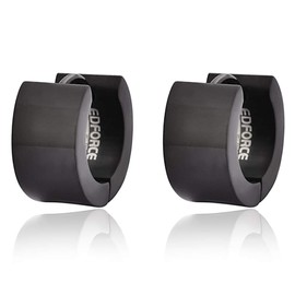 Edforce Stainless Steel Small Hoop Huggie Earrings For Mens Womens (Black)