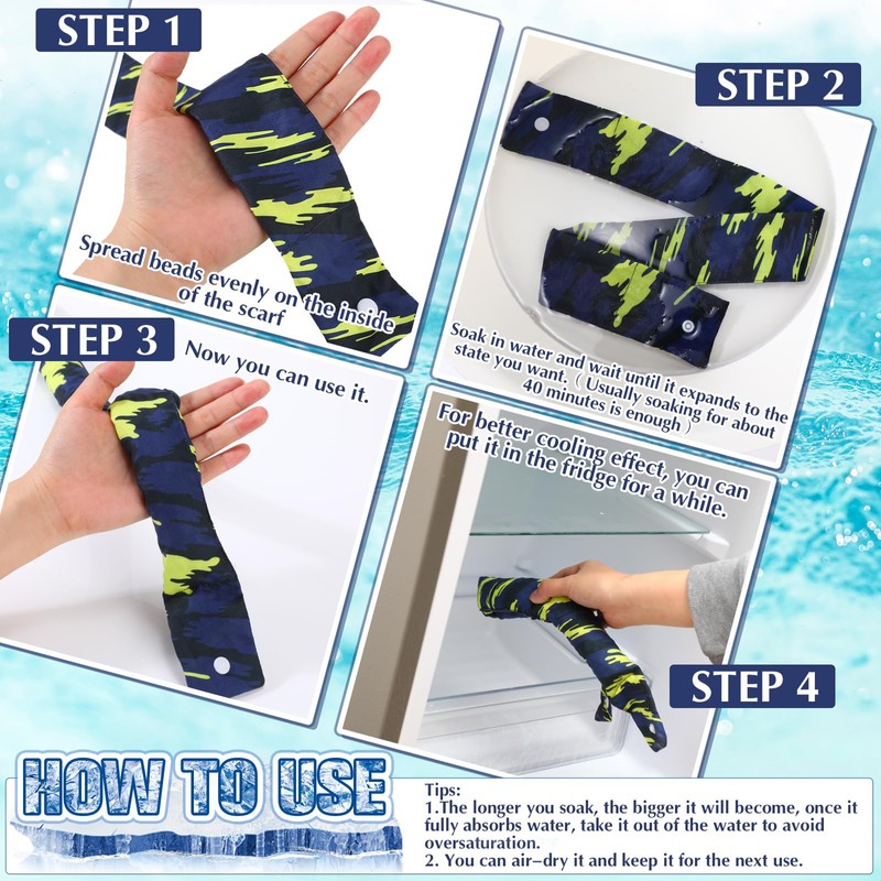 Tarpop Camo Cooling Neck Wraps Scarf with Snap Buttons Ice