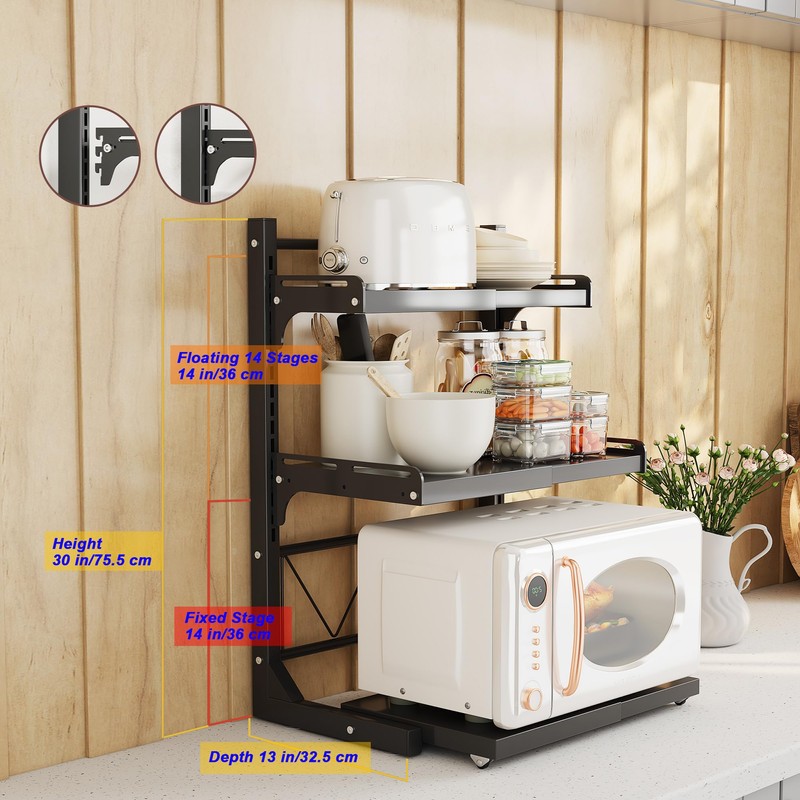 ABCOOL Retractable Microwave Oven Rack Pull Out Snap-in for Kitchen