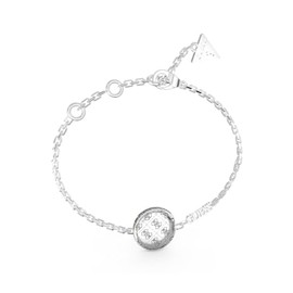 GUESS 4G Rising Side Crystals Coin Bracelet S Rhodium, Metal