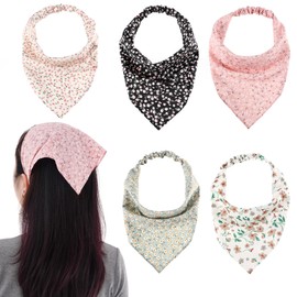 Haakong 5 Pcs Scarf Headband Floral Bandanas for Women Elastic Kerchief Comfortable and Adjustable Bandana for Women's Hair