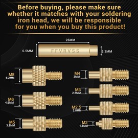 8x Premium Heat Set Insert Tool kit, for Threaded inserts M2 M2.5 M3 M4 M5 M6 M8, Soldering Iron Tips for Plastic 3D Printer Users, Compatible FX-888D 900M T18 Irons, Great value 3D Printer Components