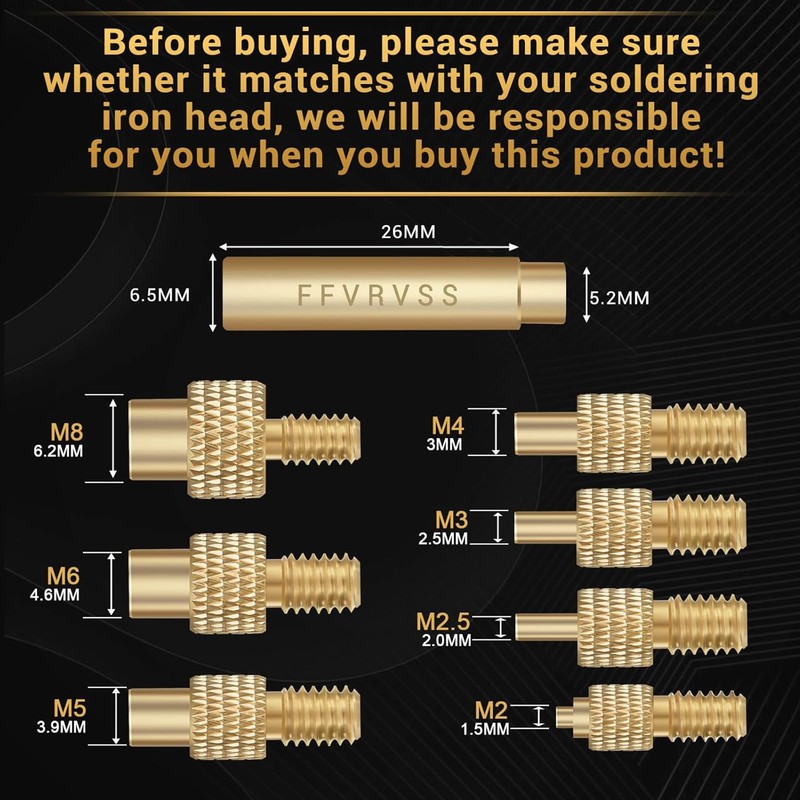 8x Premium Heat Set Insert Tool kit, for Threaded inserts