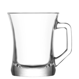 LAV Glass Coffee Mugs Set of 6, Turkish Tea and Coffee Cups, 6 Pcs Glass Mugs for Beverages | Turkish Teacups Set with Handles, Coffee Tea Service Cups with Handles, 7.6 Oz (225 Cc) (6 Pcs)