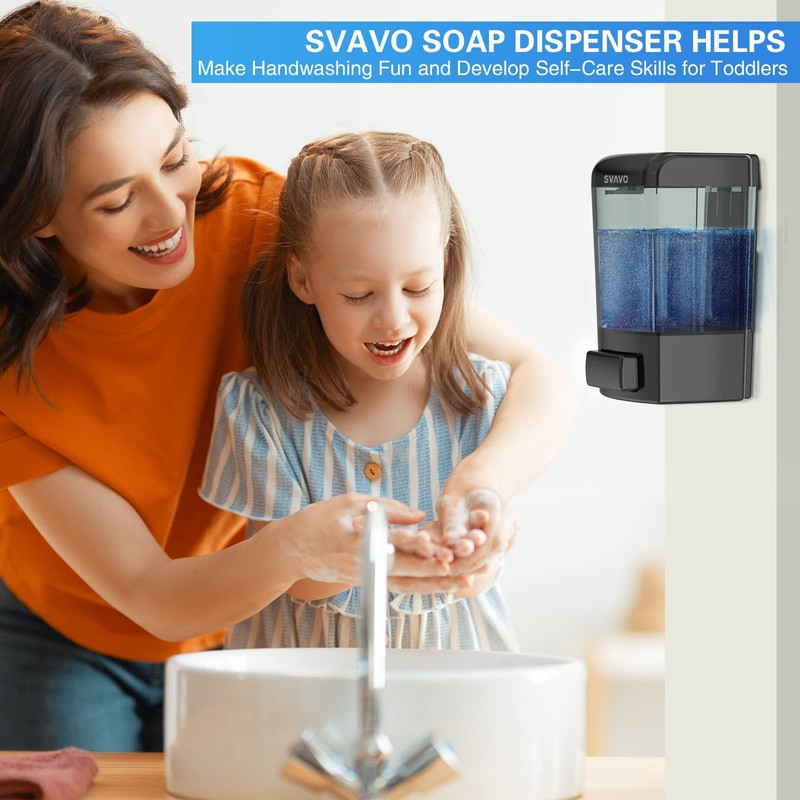 SVAVO Wall Mounted Soap Dispenser Kitchen Bathroom Manual Soap Dispenser