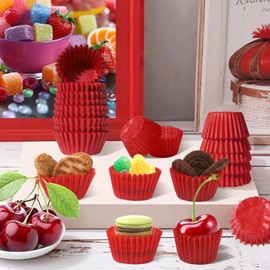 Glavatrix 1000pcs Mini Cupcake Liners 1inch Muffin Liners for Baking Candy Paper Cup Truffles Chocolate Strawberry Wrapper Liner for Valentines Xmas Wedding Birthday Baby Shower Spring Party Favor,Red