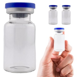 Sterile Empty Glass Vials with Self-Healing Injection Port, Flip-Off Aluminum Cap, and Sterile Packaging, 10mL Capacity (1 Vial)