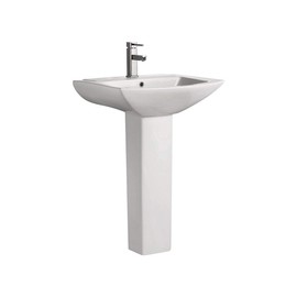 Swiss Madison Well Made Forever SM-PS306 Pedestal Bathroom Sink Single Faucet Hole, 24" W, White