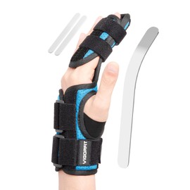 VIGORFIT 2 Finger Splint for Trigger Finger, Broken Fingers, Knuckle Sprains - Double Finger Support for Index, Middle, Ring Finger, Unisex Sizes, Left Hand, M