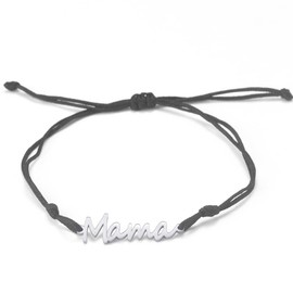 Jude Jewelers Stainless Steel Mama Charm Mother's Day Adjustable Size Strand Bracelet (Silver)