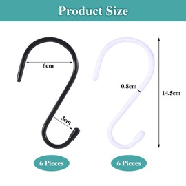 6 Pieces of S-Shaped Hooks, Metal Hooks, Coat Hooks, Kitchen Hooks, Potted Plant Hooks, Home Accessories