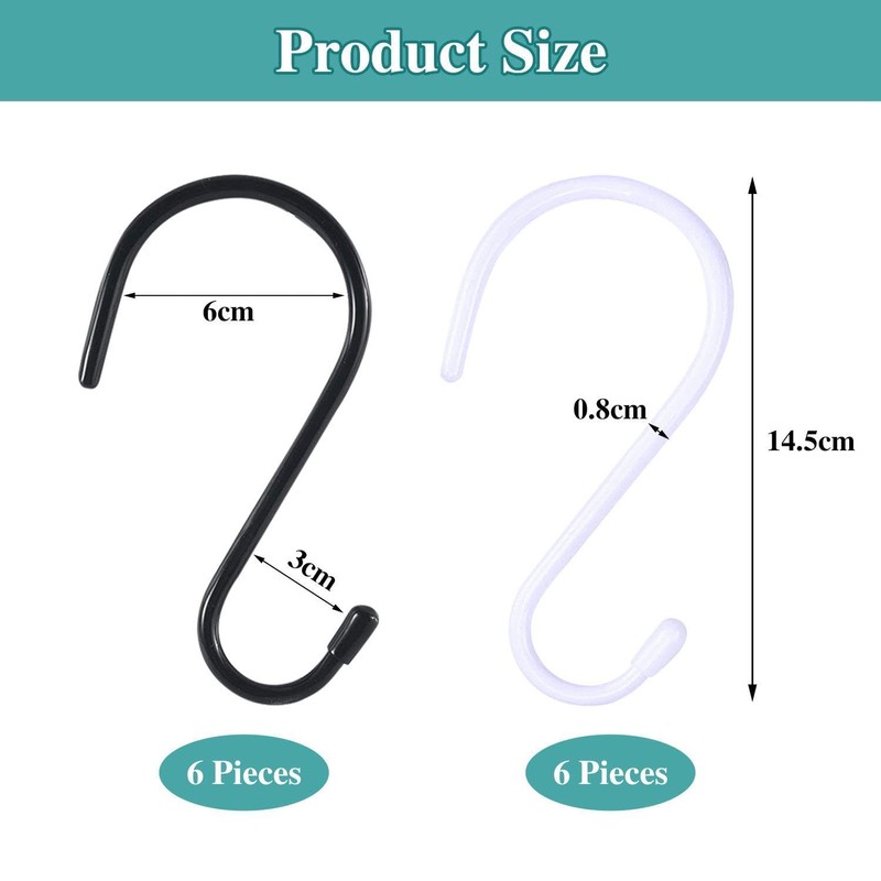 6 Pieces of S-Shaped Hooks, Metal Hooks, Coat Hooks, Kitchen