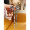 Bow Earrings for Women Silver Earrings Rhinestone Earrings Long Tassel