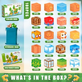 KKQ 100PCS Magnetic Blocks,STEM Building Toys for Boys Girls 3+,Toddler Sensory Constructions Stacking Magnet Blocks,Christmas Birthday Gifts for Boys Girls Age 4 5 6 7 8 9 10