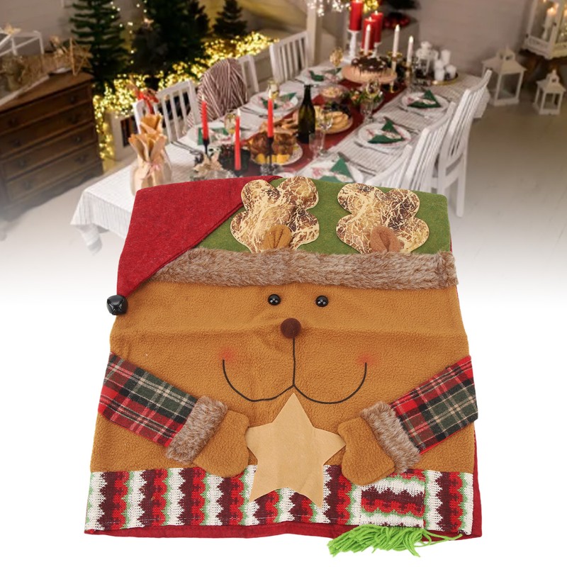Xmas Dinner Chair Back Covers Easy To Install Soft Anti