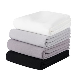 Febfim 4PCS Premium Dubai Muslim Women Chiffon Crinkle Hijab Scarf Plain Chiffon Bubble Hijab Wrap Shawl, Multicolor B, 175*70cm