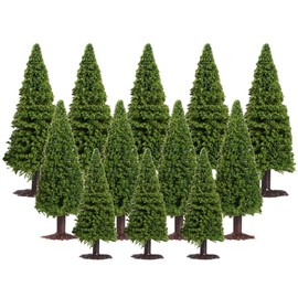 CLISPEED Pack of 15 Green Cedar Trees Green Landscape Christmas Trees Mini Pine Desktop Bottle Brush Trees Sisal Snow Trees for Christmas Decorations