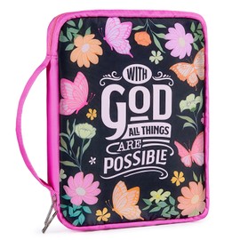 Pink Dino Bible Covers for Women Girls, Large Bible Case with Multiple Zippered Pocket Bible Carrying Bag with Removable Pen Slots for Bible Study Supplies