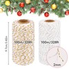 Christmas String, 200m White Cotton Twine with Gold Silver String,