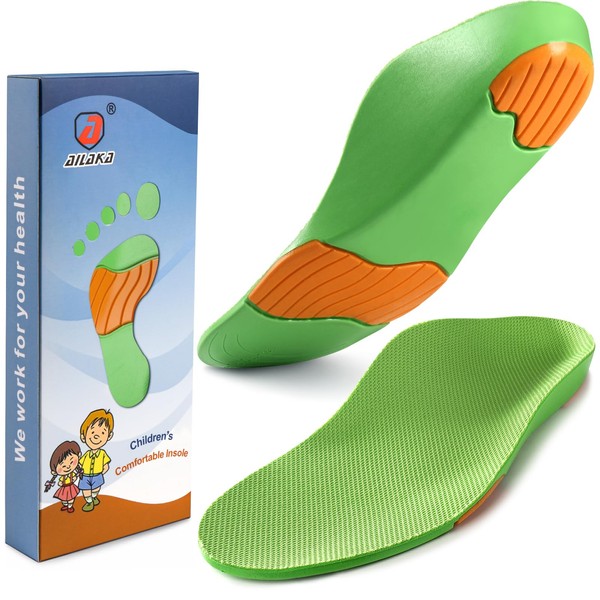 Ailaka Plantillas ortopédicas para zapatos con soporte de arco para niños, inserciones de espuma de poliuretano para pies planos, fascitis plantar, alivio del dolor de talón de pies