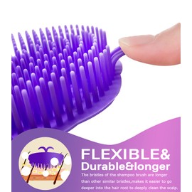 Kissfee Hair Scalp Brush Dandruff Cleaning Brush Shower Scalp Shampoo Brush Scalp Massager, 2 Pack (Purple and Green)