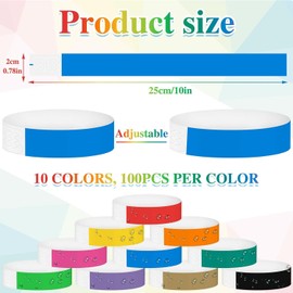 Numbered Wristbands for Events, 120 Pcs Sticky Rolls Bracelet Waterproof Event Bracelets Arm Bands Red Party Wristbands for Events Clubs Lightweight Concert Wristbands