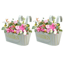 Shiawase 2 Stück Vintage Metall Pflanztopf mit Abnehmbar, Hängetöpfe Set Drainagelöcher, Balkon Blumentopf Hängend, Hängende Blumentöpfe für Pflanzen im Freien, Balkon, Garten, 27×14.5×24cm