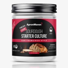 Premium Live Sourdough Starter Culture - Chewy Tangy San Francisco Style - Liquid Sour Dough in Jar - With Simple Beginner Friendly Feeding Instructions and Customer Support for Homemade Bread Baking