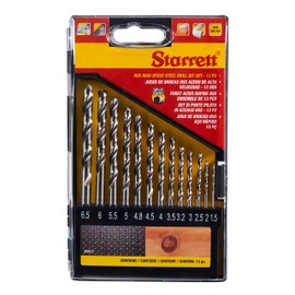 Starrett HSS Drill Bit Set - 13-Piece HSS Drill Bits KBK13 - for Steel, Cast Iron, Aluminium, Wood, Plastics