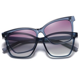 weiyuchen TR90 Magnetic Clip on Sunglasses Polarized Sun Glasses Clips Multifunctional Driving Eyeglasses, blue